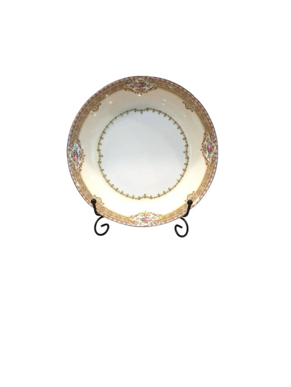 Vintage Royal Embassy Akron Soup Bowl Porcelain Gold Trim Floral China 1930s EUC